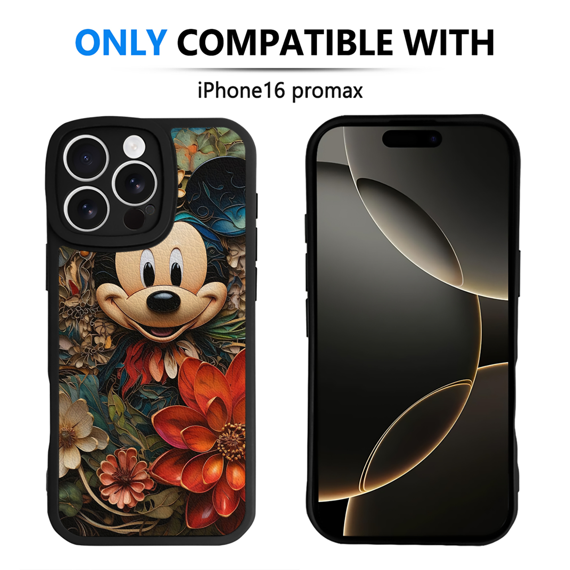 （画像用） ミッキーマウス Mickey Mouse 【iPhone 16シリーズ対応】シリコンスマホケース（レザー調） 材質：シリコン